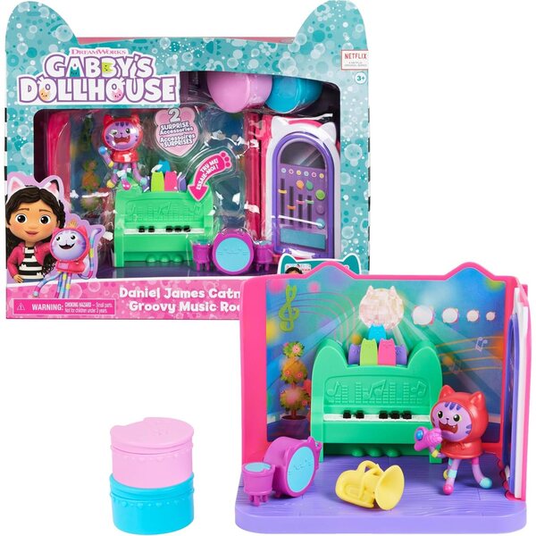 Gabbys Deluxe-Puppenhaus-Spielset: Marine-Badezimmer und DJ-Meow-Musikzimmer