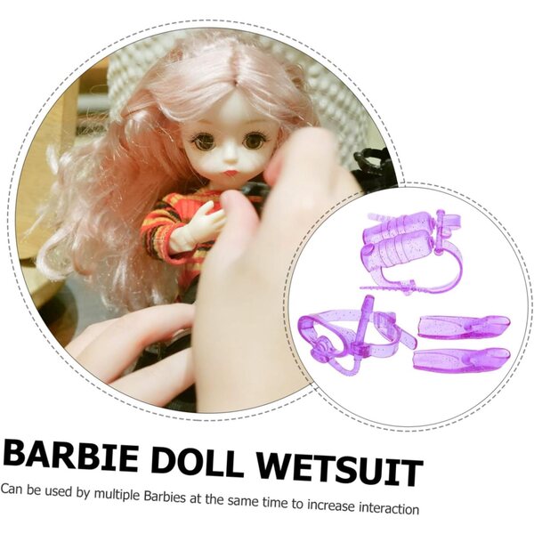 Set di 4 kit attrezzatura subacquea per bambole con bombole, maschere e pinne