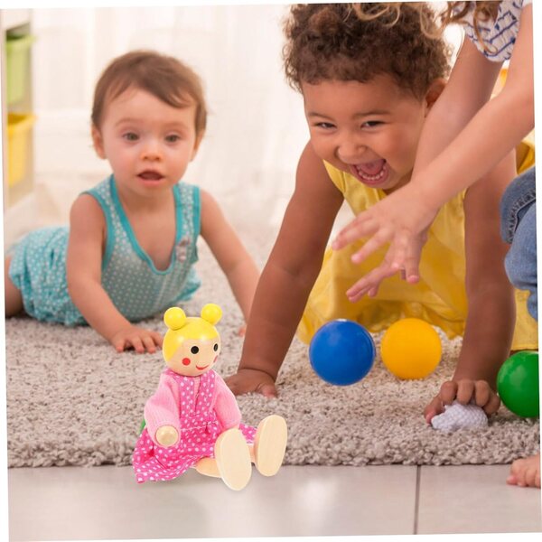 Set mit 6 beweglichen Familien-Holzpuppen – pädagogisches Rollenspiel für Kinder