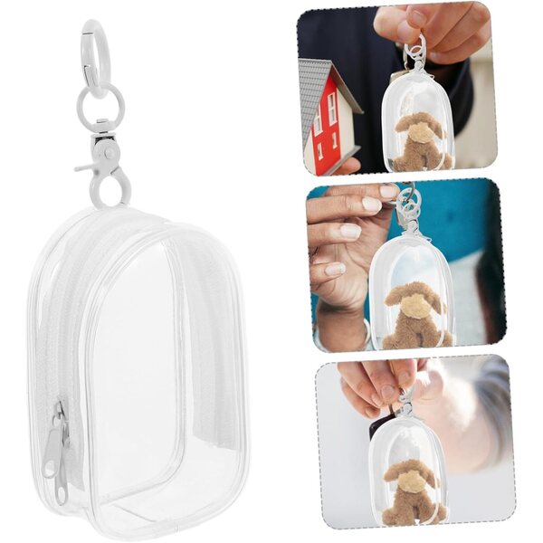 ABOOFAN Pochette Trasparente in PVC con Porta Chiavi per Figurine e bamboles