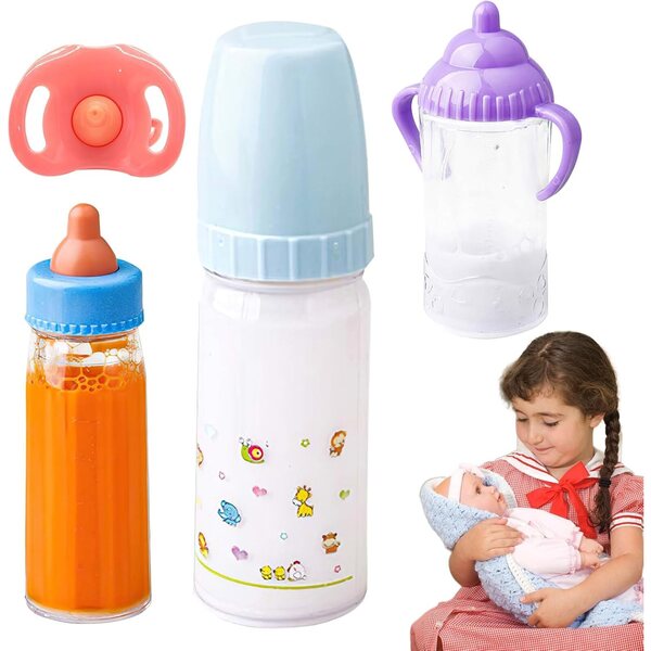 Biberon per Bambole 15,2 cm in PP con Accessori, Gioco di Ruolo e Coordinazione Bambini