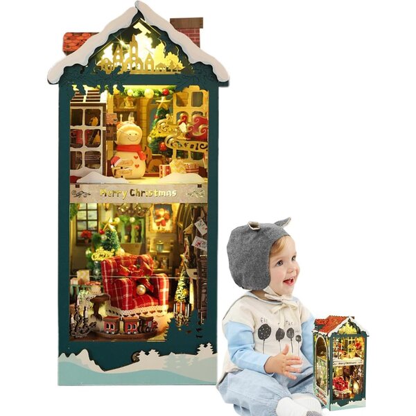 Kit di angolo libro natalizio in legno fai-da-te - Decorazione artigianale festiva unica