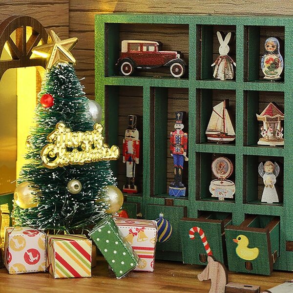 Kit di angolo libro natalizio in legno fai-da-te - Decorazione artigianale festiva unica