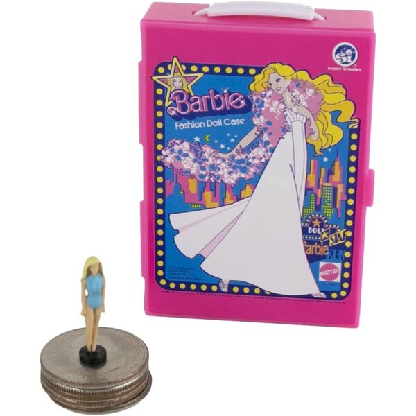 Weltweit kleinster Barbie-Modekoffer von 1977, Miniatur mit 2 Überraschungs-Mikrofiguren