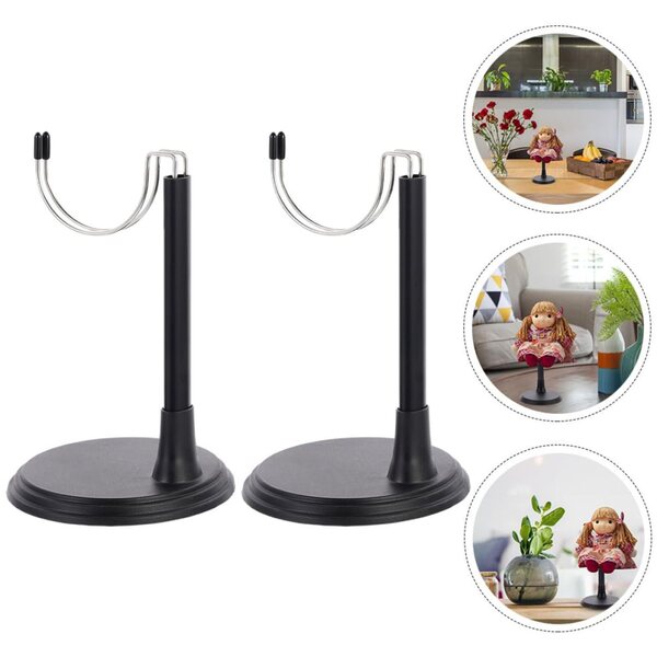 Mobestech Set 2 Supporti Regolabili in PVC per Bambole e Figure - Nero