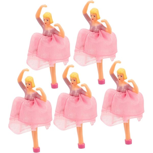 Set 5 Figurine Danza Balletto Rosa in Plastica per Decorazione Scatola Musicale