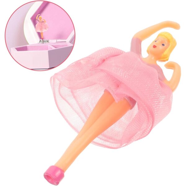 Set 5 Figurine Danza Balletto Rosa in Plastica per Decorazione Scatola Musicale