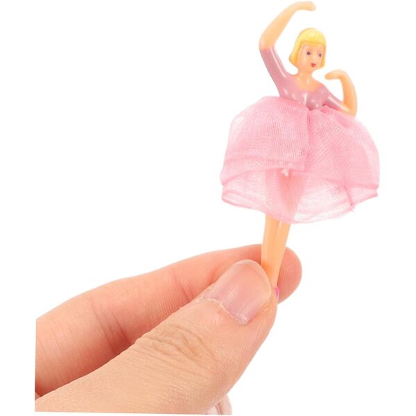 Set 5 Figurine Danza Balletto Rosa in Plastica per Decorazione Scatola Musicale