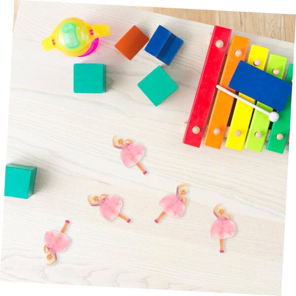 Set 5 Figurine Danza Balletto Rosa in Plastica per Decorazione Scatola Musicale