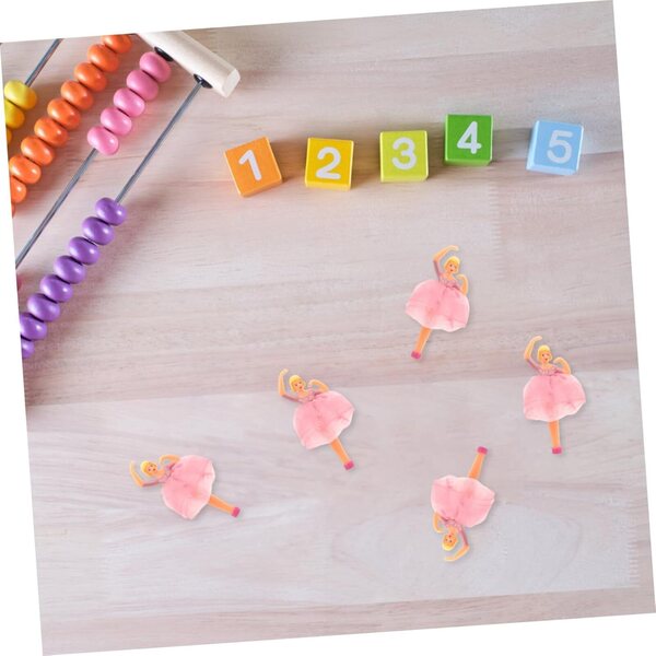 Set 5 Figurine Danza Balletto Rosa in Plastica per Decorazione Scatola Musicale