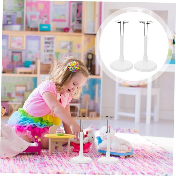 Support per bambole Beaupretty 2 pezzi in PVC bianco resistente e portatile