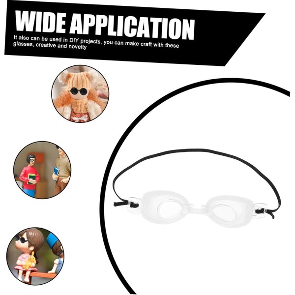 Set 4 paia occhiali da nuoto bianchi per bambole, accessori leggeri in plastica per bricolage e costumi