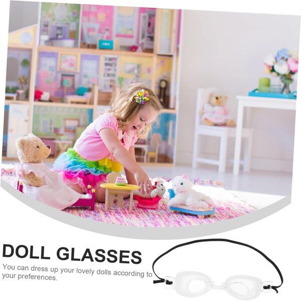 Set 4 paia occhiali da nuoto bianchi per bambole, accessori leggeri in plastica per bricolage e costumi