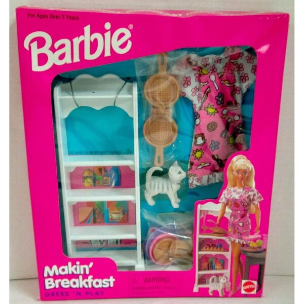 Barbie Makin Breakfast Dress N Play 1997 Spielset mit Küchen- und Frühstückszubehör