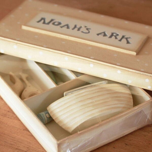 Deko-Set „Arche Noah“ im Shabby-Chic-Stil aus handbemaltem Holz, 18,5 x 11,5 x 3 cm