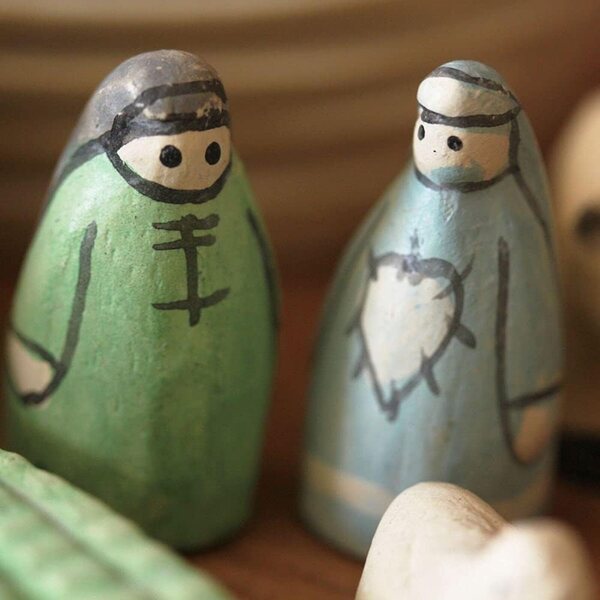 Deko-Set „Arche Noah“ im Shabby-Chic-Stil aus handbemaltem Holz, 18,5 x 11,5 x 3 cm