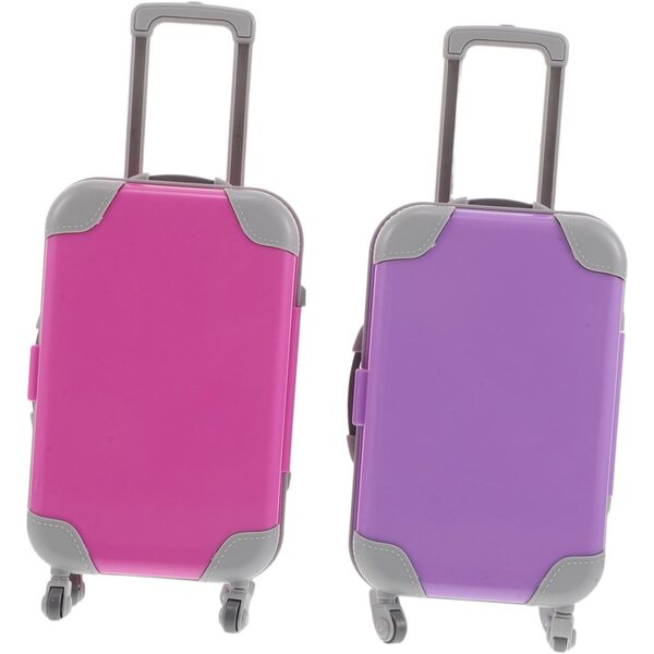 KOMBIUDA 2er-Set Spielzeugkoffer für Kinder, Mini-Koffer aus ABS für Puppen, Rosa