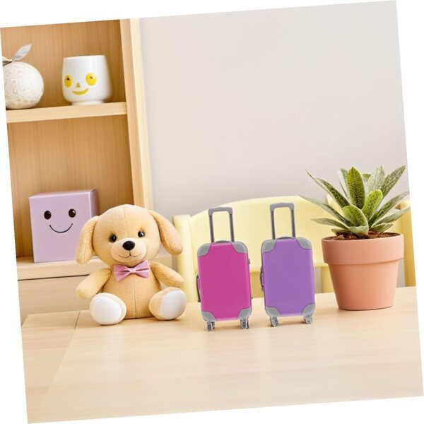 KOMBIUDA 2er-Set Spielzeugkoffer für Kinder, Mini-Koffer aus ABS für Puppen, Rosa