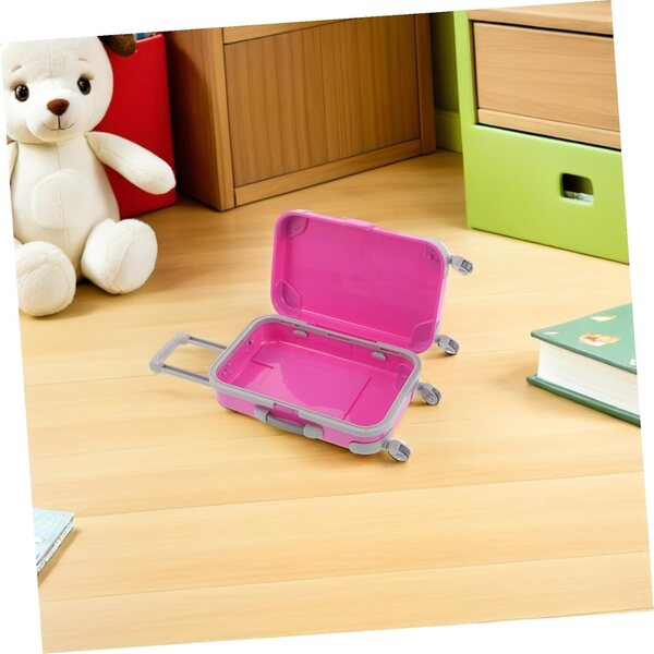 KOMBIUDA 2er-Set Spielzeugkoffer für Kinder, Mini-Koffer aus ABS für Puppen, Rosa