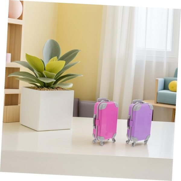 KOMBIUDA 2er-Set Spielzeugkoffer für Kinder, Mini-Koffer aus ABS für Puppen, Rosa