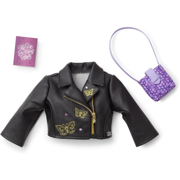 Accessoires von Makena American Girl: Motorradjacke, Tasche und Modenotizbuch