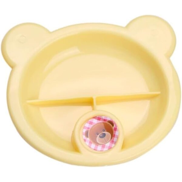 Set mit 4 Puppenhauszubehörteilen: Flasche, Löffel, Untertasse und Schnuller für Babys