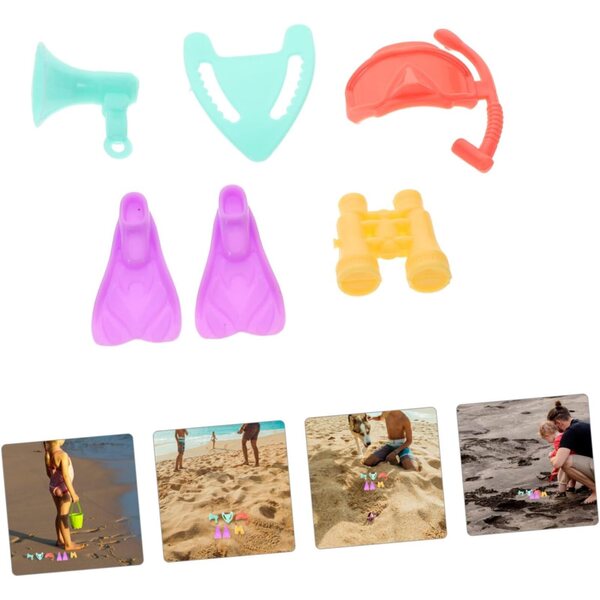6er-Set Mini-Tauchausrüstungsset für Puppen mit Flossen und Sauerstoffflasche