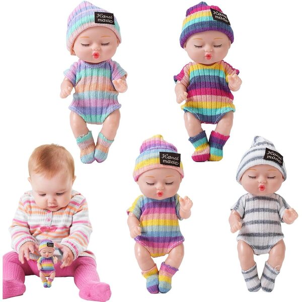 Générique Kit 4 Teile realistische wiedergeborene Babys für Kinder von 1–3 Jahren, Lernspielzeug