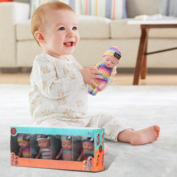 Générique Kit 4 Teile realistische wiedergeborene Babys für Kinder von 1–3 Jahren, Lernspielzeug