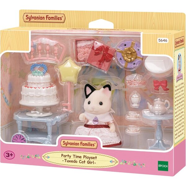 Zweifarbiges Chatgirl von Sylvanian Families und ihr Geburtstagstee mit Accessoires