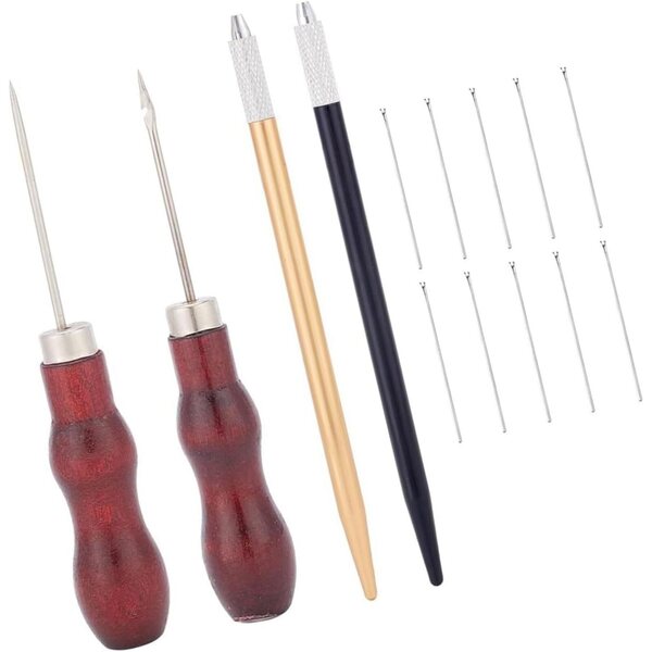 Professionelles Set zum Implantieren von Haaren bei Puppen mit Holzsockel und Stahlspitzen
