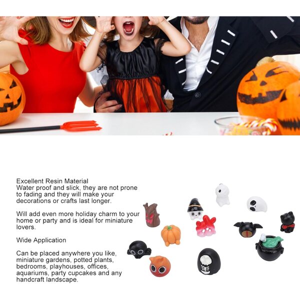 Halloween-Figuren aus wasserfestem Harz – Set mit 12 Miniatur-Geister- und Totenkopf-Dekorationen