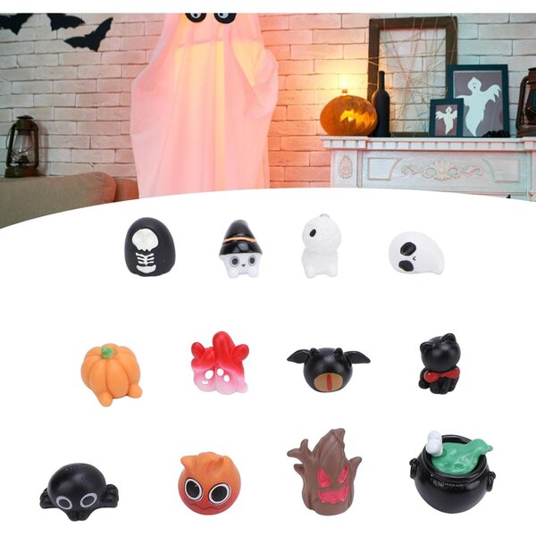 Halloween-Figuren aus wasserfestem Harz – Set mit 12 Miniatur-Geister- und Totenkopf-Dekorationen