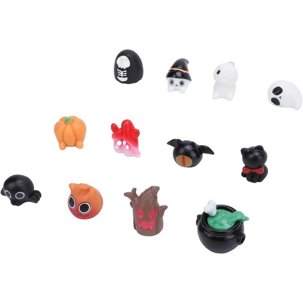 Halloween-Figuren aus wasserfestem Harz – Set mit 12 Miniatur-Geister- und Totenkopf-Dekorationen