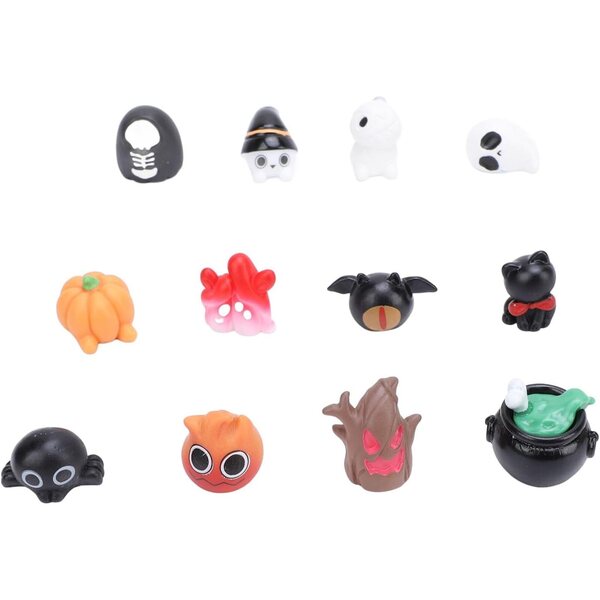 Halloween-Figuren aus wasserfestem Harz – Set mit 12 Miniatur-Geister- und Totenkopf-Dekorationen