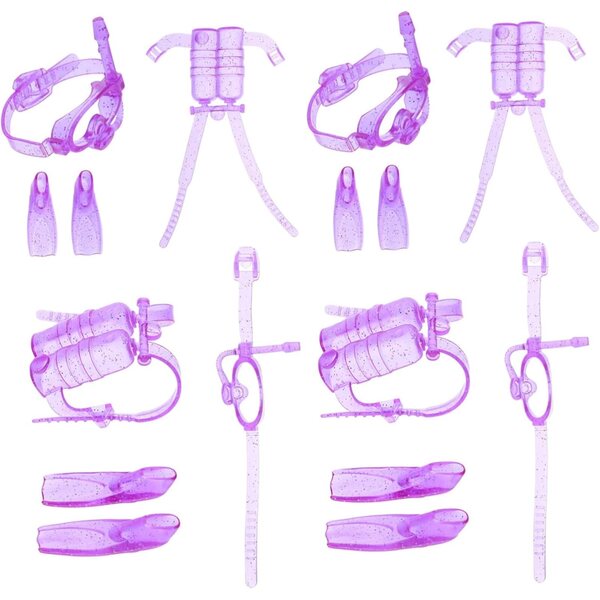 ERINGOGO Kit Mini Attrezzatura Da Sub Per Bambole 28 Cm, 4 Pezzi Plastica Viola