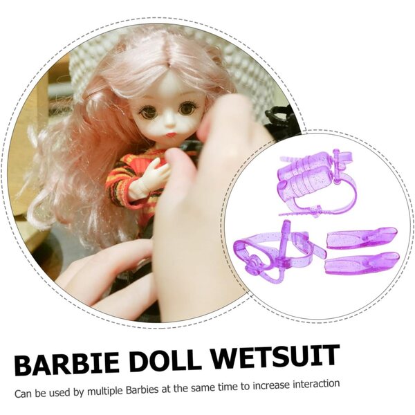 ERINGOGO Kit Mini Attrezzatura Da Sub Per Bambole 28 Cm, 4 Pezzi Plastica Viola