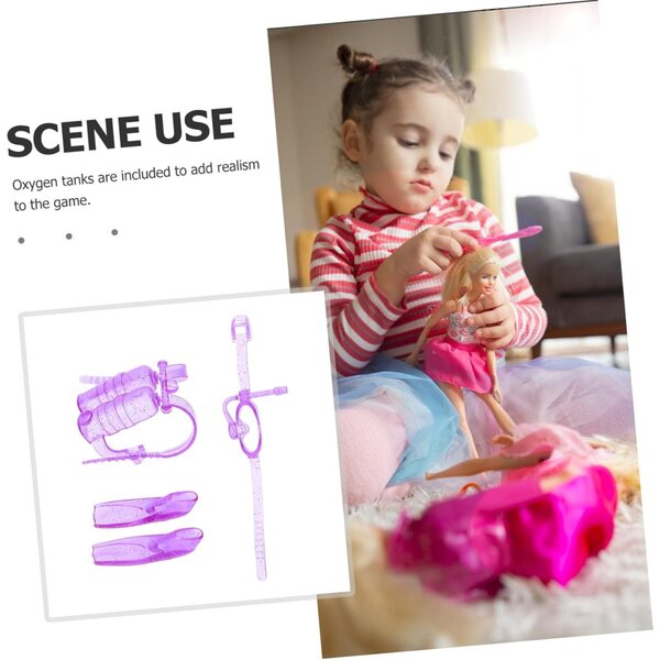 ERINGOGO Kit Mini Attrezzatura Da Sub Per Bambole 28 Cm, 4 Pezzi Plastica Viola