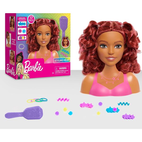 Barbie Testa da Parrucchiera con Accessori 17 pezzi per Bimbi da 3 Anni