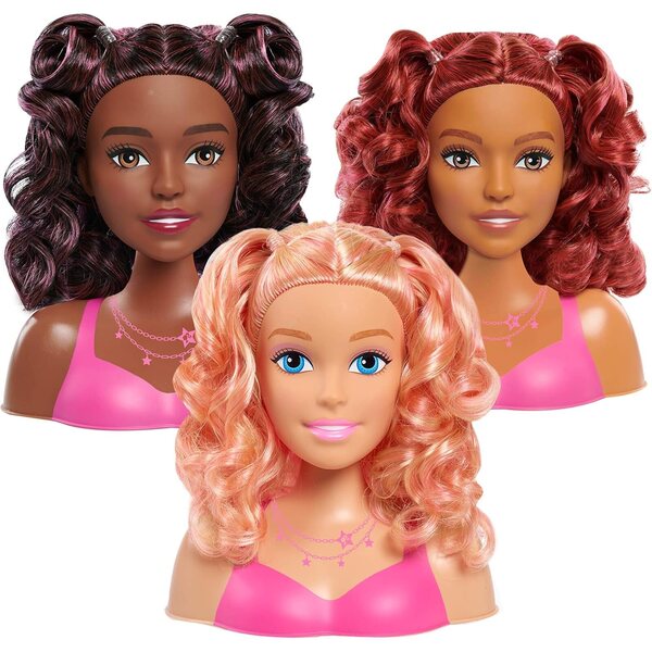 Barbie Testa da Parrucchiera con Accessori 17 pezzi per Bimbi da 3 Anni