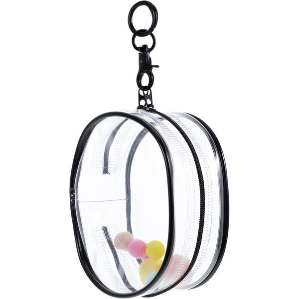 Sac Porta bambole Transparent PVC 10cm con Doppia Cerniera e Portachiavi Nero