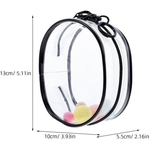 Sac Porta bambole Transparent PVC 10cm con Doppia Cerniera e Portachiavi Nero