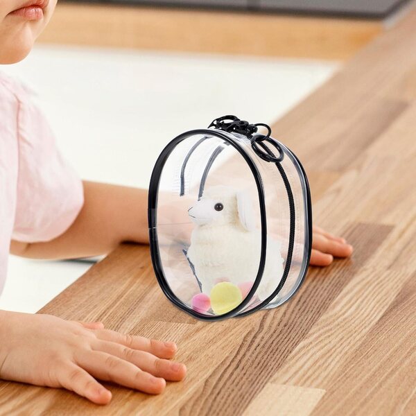 Sac Porta bambole Transparent PVC 10cm con Doppia Cerniera e Portachiavi Nero
