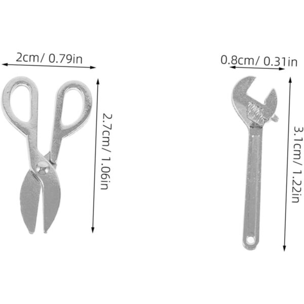Kit mit 18 Mini-Werkzeugen aus Metalllegierung für Puppenhausreparaturen – tragbar und realistisch