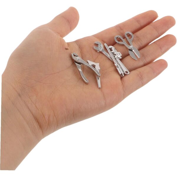 Kit mit 18 Mini-Werkzeugen aus Metalllegierung für Puppenhausreparaturen – tragbar und realistisch