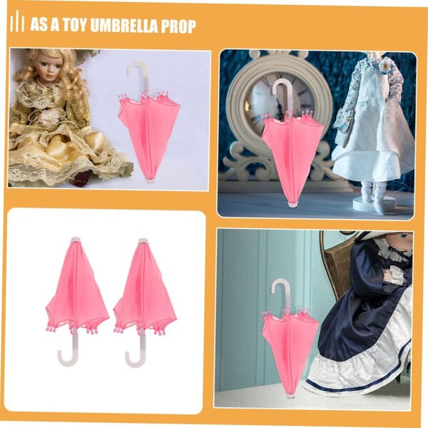 Set mit 2 Mini-Regenschirmen für Puppen. Realistisches Zubehör für Spiele und Mikrolandschaften