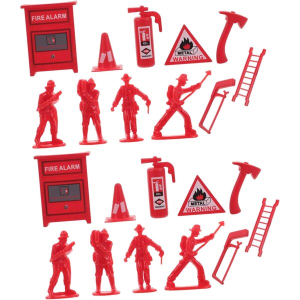 Set mit 5 Mini-Spielzeug-Feuerlöschern mit Feuerwehrzubehör für Puppenhäuser