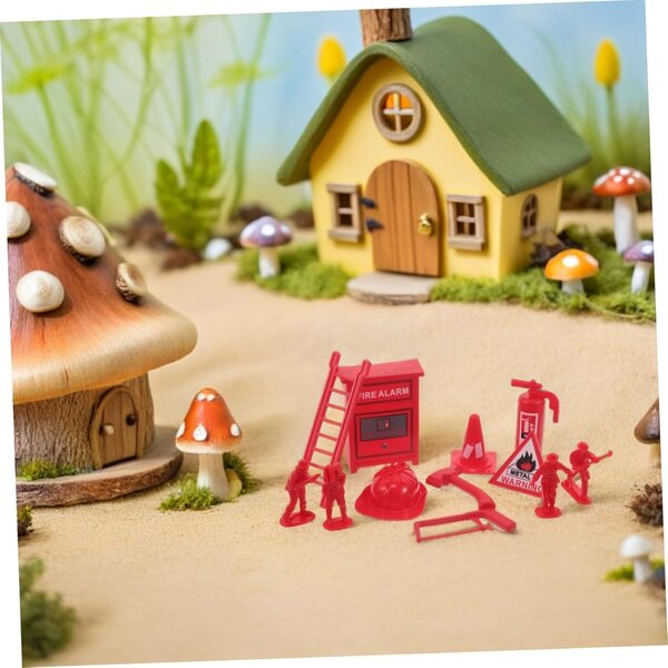 Set mit 5 Mini-Spielzeug-Feuerlöschern mit Feuerwehrzubehör für Puppenhäuser