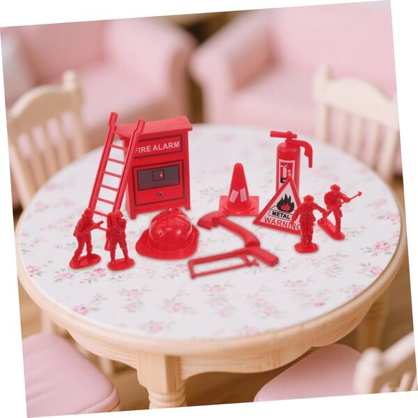 Set mit 5 Mini-Spielzeug-Feuerlöschern mit Feuerwehrzubehör für Puppenhäuser