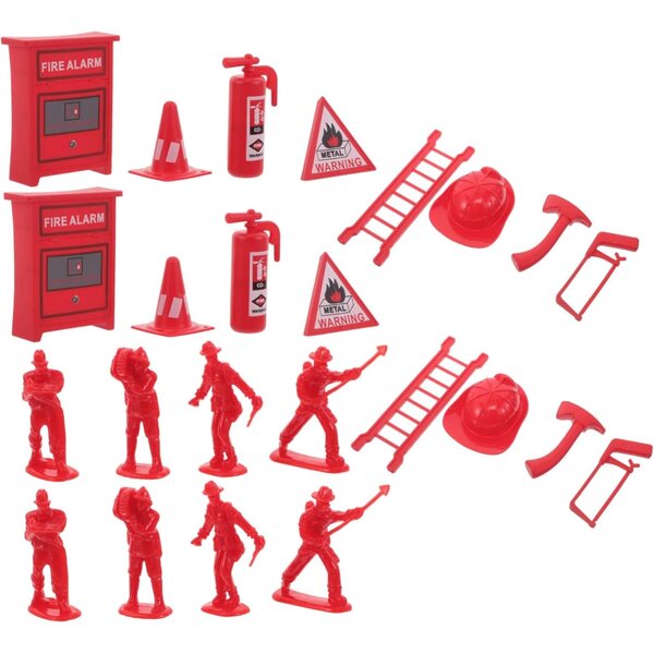 WOONEKY 5 Set Feuerwehrfiguren mit Feuerlöschern und Zubehör für das Puppenhaus